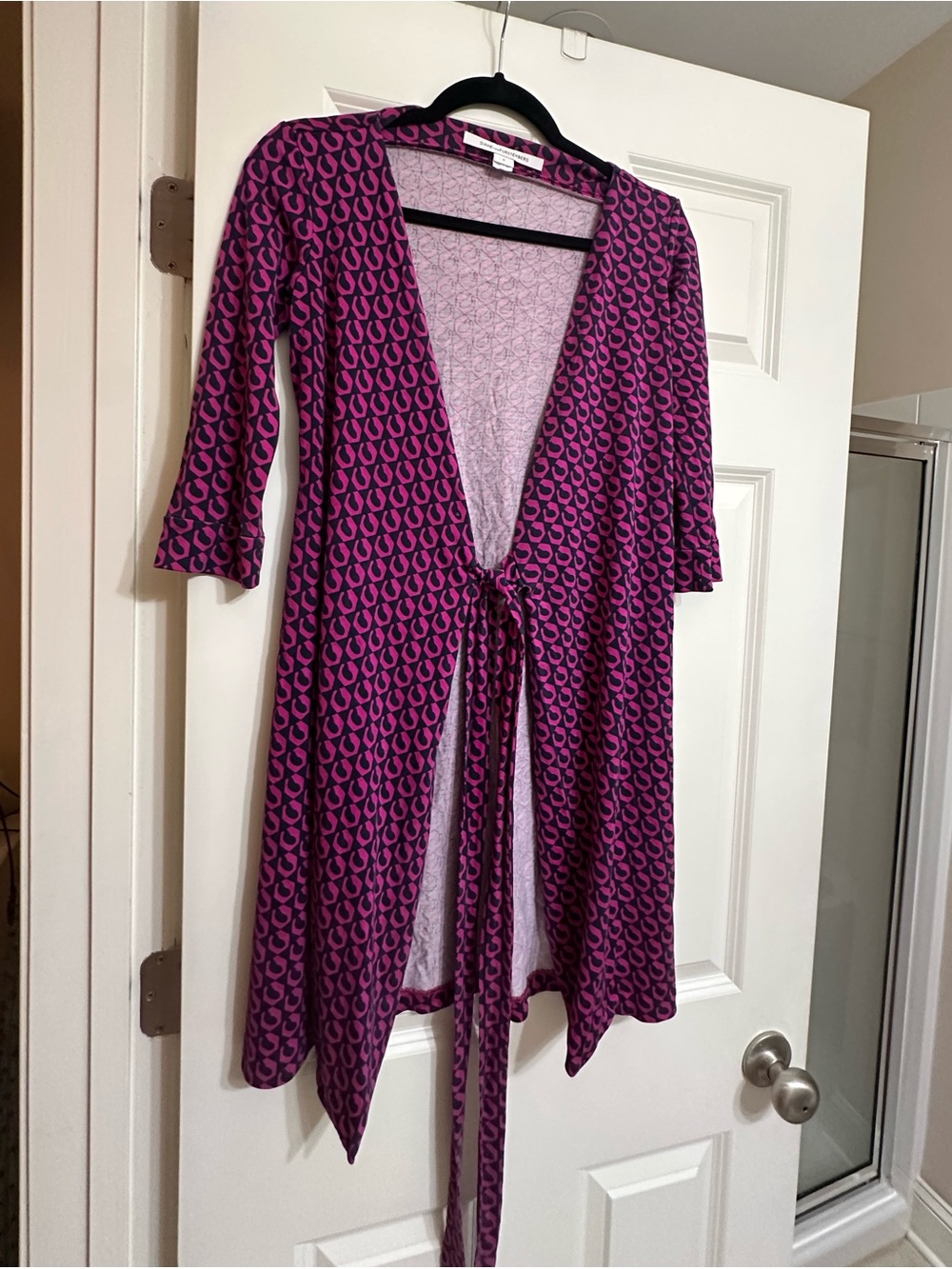 Diane Von Furstenberg Purple Patterned Tie-Front Robe
